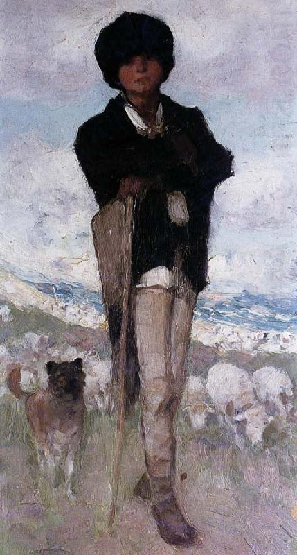 Nicolae Grigorescu Young Shepherd with his Dog china oil painting image